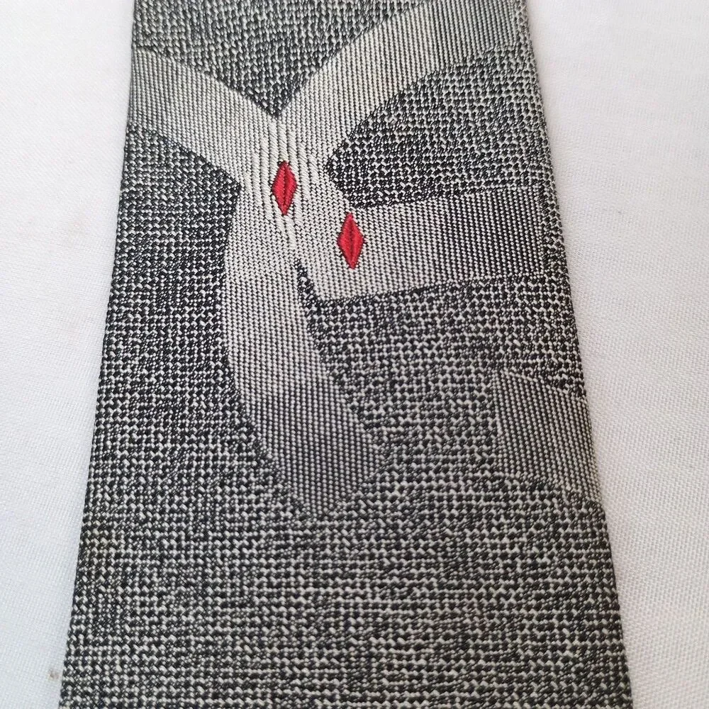 Adams Clothes imperial Group All Silk Tie 54 x 2.75 Black Grey w/Abstract Design